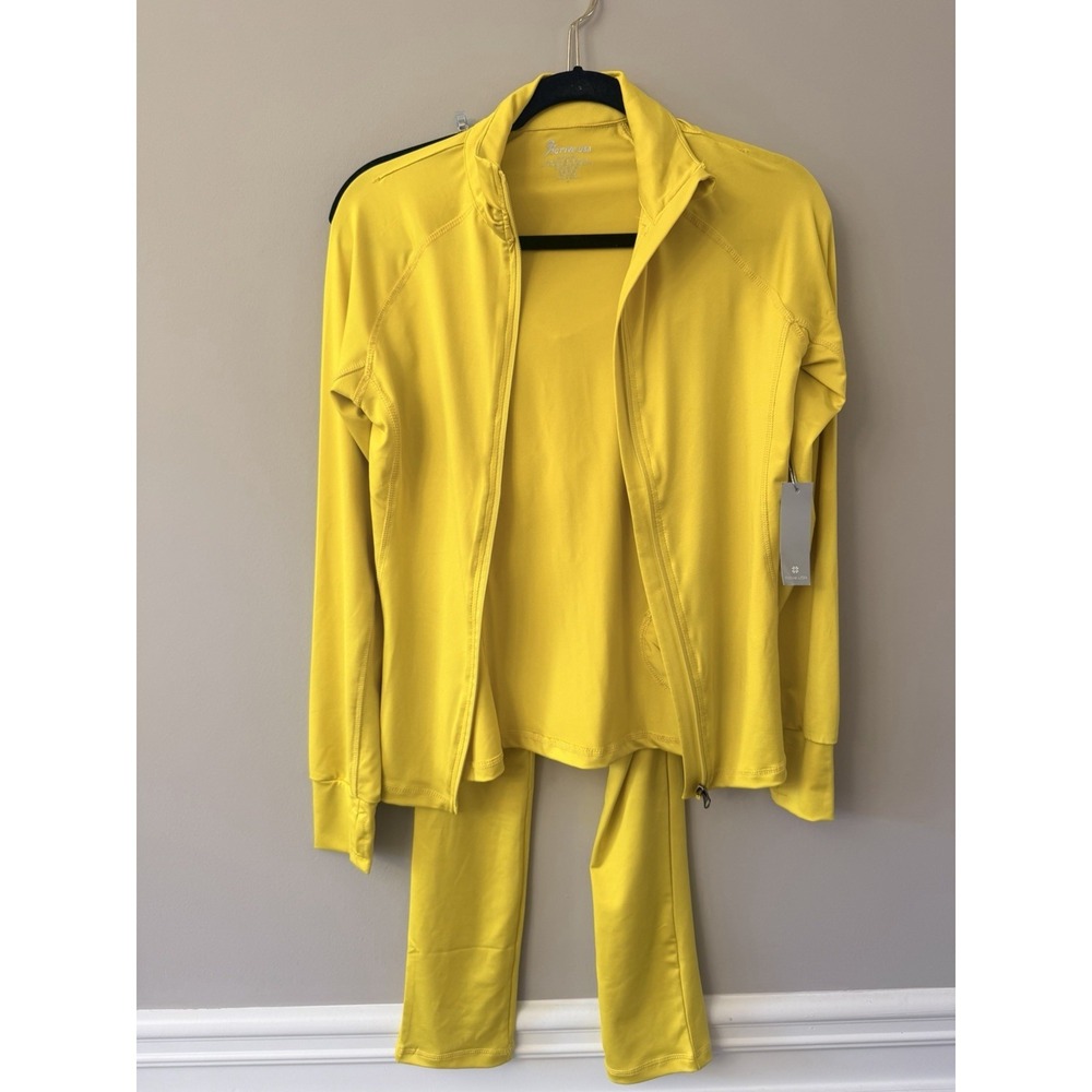 Active USA Active Wear Jacket/ Pants Women Size Medium Bright Yellow